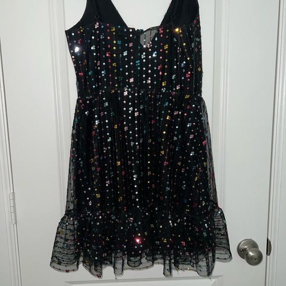 Dress the Population Solange A Line Mini Dress - Black Multicolored Sequin - Picture 4 of 6